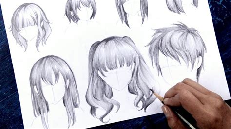These are some of the simplest forms of each hair style. How to draw Anime "Hair" NO TIMELAPSE [Anime Drawing ...