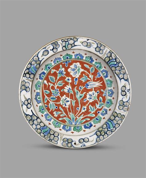 Iznik Polychrome Pottery Dish Decorated With Tulips And Spring Blossoms