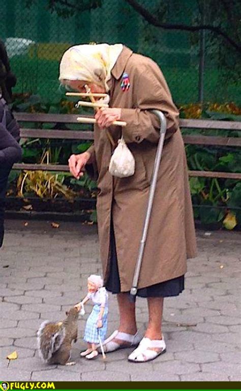 Granny Feeds The Squirrels With Her Granny Puppet Random Images Fugly