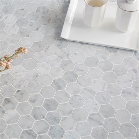 2 Inch Hexagon Carrara Marble Tile Diflart Bianco Carrara Mosaic Tile