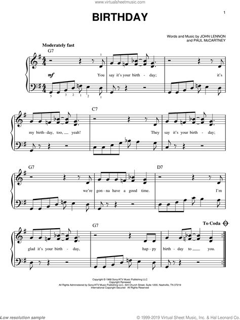 Play along with the free sheet music from our website: Beatles - Birthday sheet music for piano solo [PDF ...