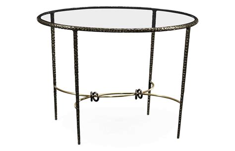 Jonathan Charles Hammered Antique Black Brass Circular Centre Table