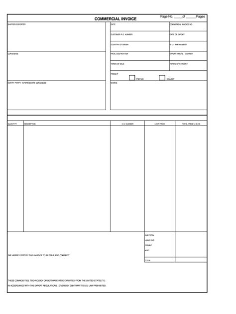 Commercial Invoice Template Fill Out And Sign Online Dochub
