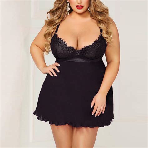 Women Details About Sheer Lace Bodydoll Dress Plus Size Chemise Nightgown Full Slip W G String