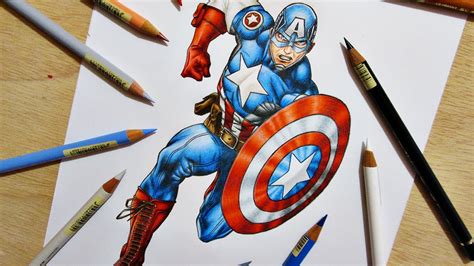 Speed Drawing Captain America Marvel Comics Youtube