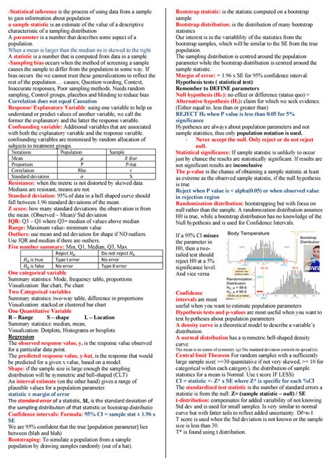 Cheat Sheet Stats For Exam Statistical Inference Is The Process Of