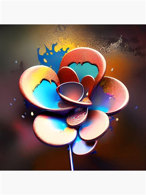 Metal Improbability Flower Sculpture Illusion 3 Ai Art Sticker For
