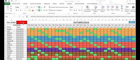 Planilha de escala de trabalho automática Excel