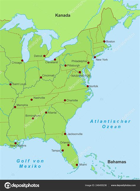 United States East Coast Map