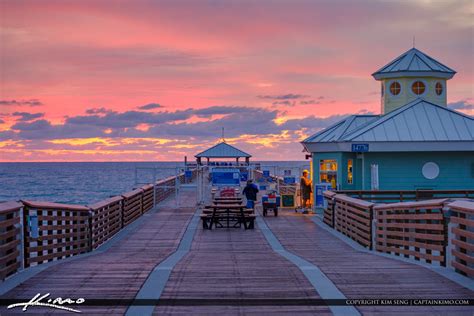 Juno Beach Pier Morning Colors Atlantic Ocean Royal Stock Photo