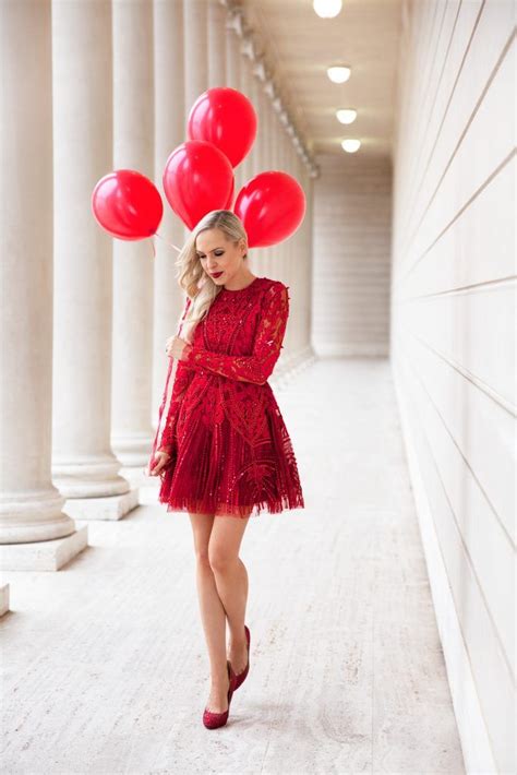 Glam Outfit Valentine S Day Outfit Red Beaded Dress Red Dress