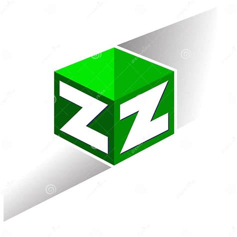 Letter Zz Logo In Hexagon Shape And Green Background Cube Logo With
