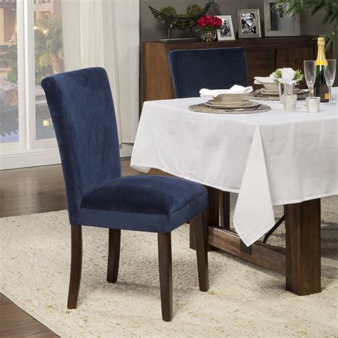 Homepop Classic Velvet Parsons Dining Chair Dark Navy Blue Velvet