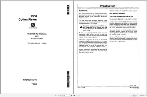 John Deere Cotton Picker 9950 Technical Manual Tm1349