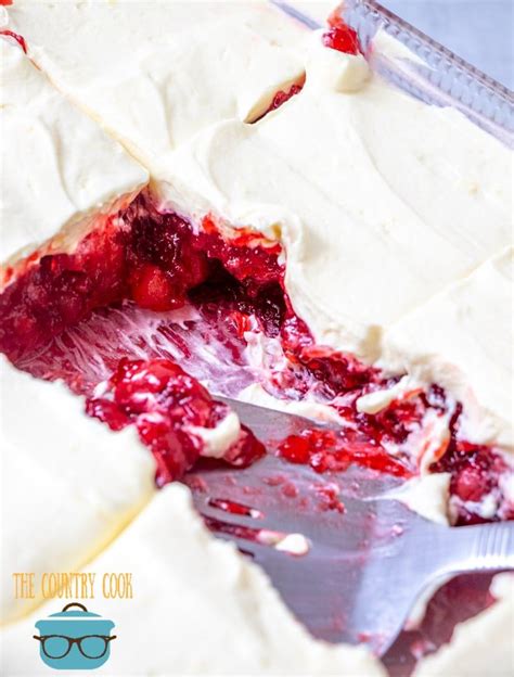 Cherry Jell O Dessert Sliced In Baking Dish Cherry Pie Filling