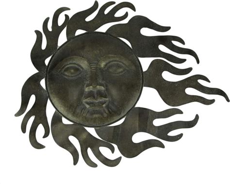 Home And Garden Garden Plaques And Signs Radiant Sun Face Celestial Metal