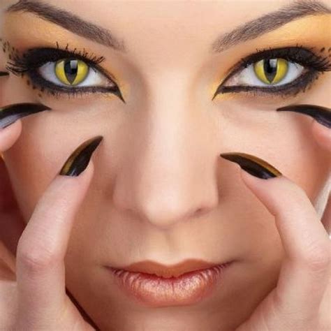 It is but natural that cat eye contact lenses are also available. Cute or spooky Halloween contact lenses and make up ideas