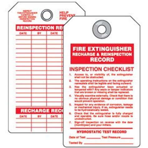 • properly mounted on wall and in the correct location; Fire Extinguisher Inspection Tag: Amazon.com: Industrial ...