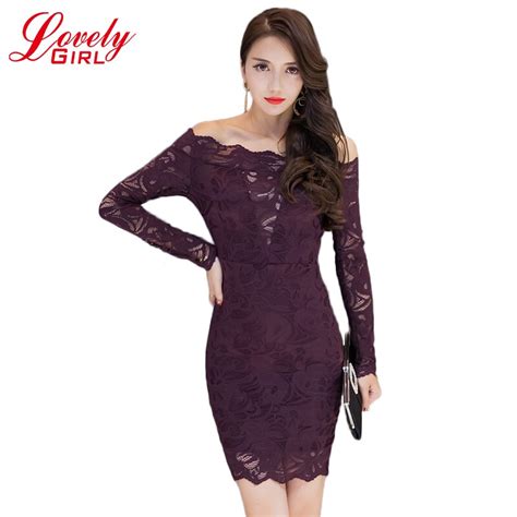 Women Sexy Lace Dress 2017 New Style Long Sleeve Bodycon Dresses Female