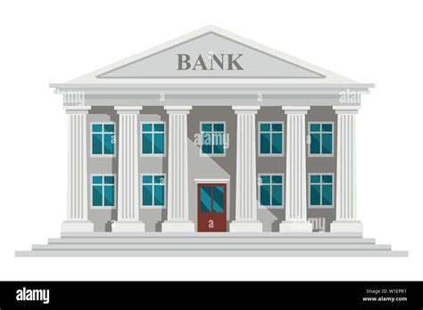 Flat Design Retro Bank Building With Columns And Windows Vector