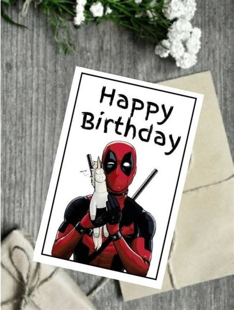 Deadpool Birthday Card Etsy