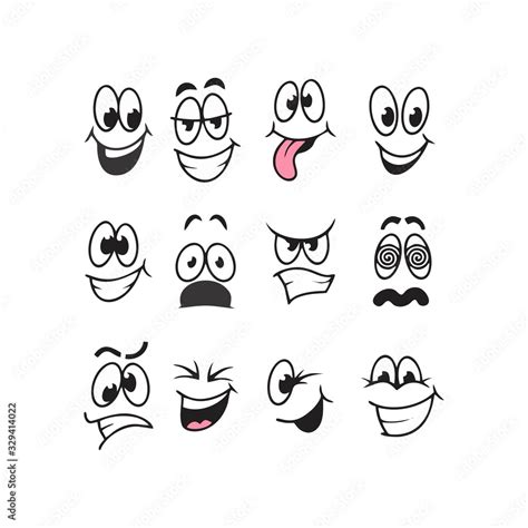 Funny Cartoon Faces With Different Expressions Clip Art Vector
