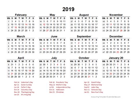 I am trying to create a 13 period calendar in mssql but i am a bit stuck. 2019 Accounting Period Calendar 4-4-5 - Free Printable ...