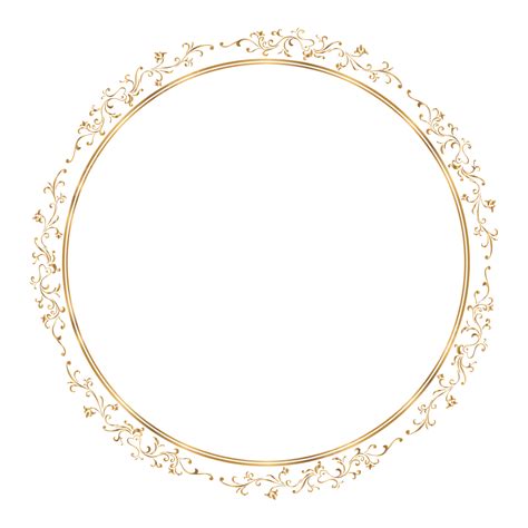 Gambar Bingkai Lingkaran Emas Dengan Desain Ornamen Bunga Vintage Yang Mewah Lingkaran Emas