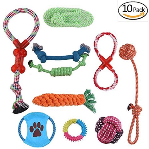 10 Packpet Dog Chew Cotton Rope Toys Bundle Set Cats And Dogs Chew