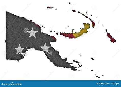 Papua New Guinea Administrative And Political Map With Flag Stock My