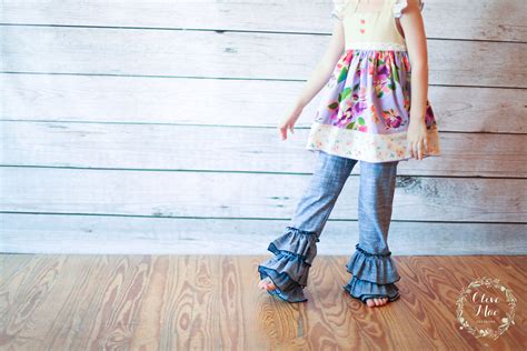 Darling Denim Ruffle Pants By Olive Mae Clothing Releasing 73015