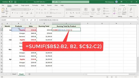How To Calculate Running Totals Based On Criteria In Excel Office 365