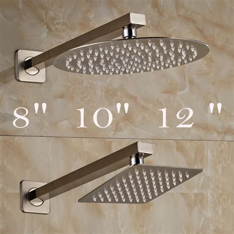 Brushed Nickel Rainfall Bathroom Shower Head Wall Mounted Shower Arm