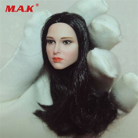 16 Scale Female Head Sculpt Natalie Portman Black Long Hair Head