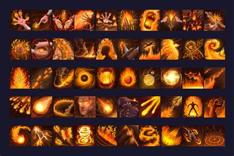 50 Pyromancer Skill Icons By Free Game Assets GUI Sprite Tilesets