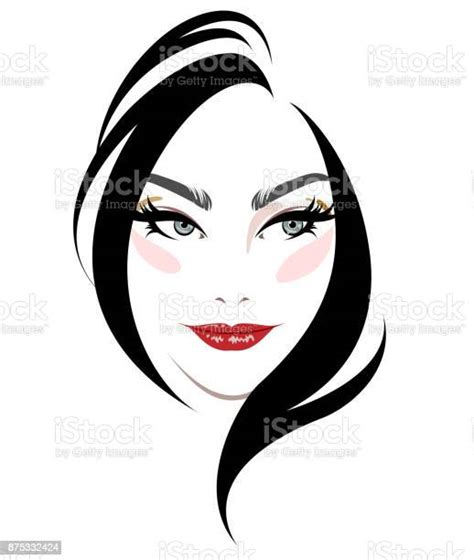 Women Short Hair Style Icon Women Face Makeup On White Background Stock Illustration Download