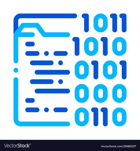 Binary File Coding System Thin Line Icon Vector Image