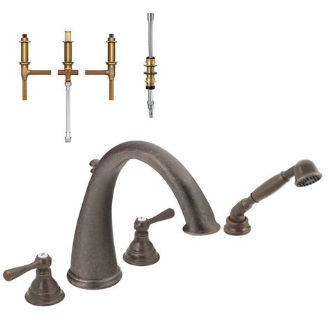 Moen t943bn eva collection two handle deck mount roman tub faucet trim kit valve required, one size, brushed nickel. MOEN Kingsley 2-Handle Deck-Mount High-Arc Roman Tub ...