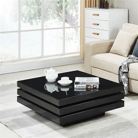 Triplo Gloss Square Rotating Coffee Table In Black Furniture In Fashion Coffee Table Living