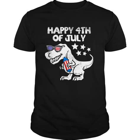 Happy 4th Of July Boys Toddler Trex Dinosaur Shirt