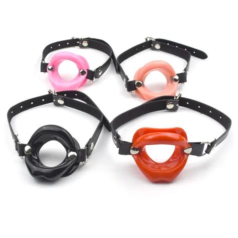 Pu Leder Lippen Ring Öffnen Mund Gag Silikon Ball Bdsm Bondage Slave Flirten Zurückhaltung