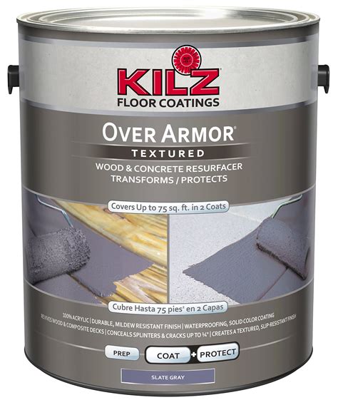 Kilz Over Armor Textured Woodconcrete Coating 1 Gallon Slate Gray