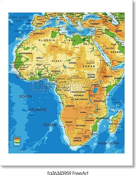 North africa refers to the northern part of the african continent. Free art print of Africa-physical map. Highly detailed physical map of Africa, in vector format ...