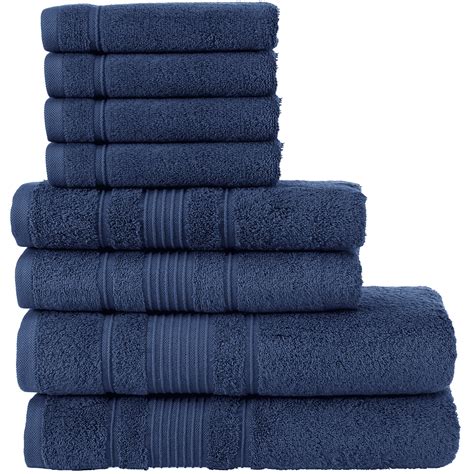 Navy Blue Bath Towel Sets Navy Blue 6 Piece Plush Cotton Bath Towel