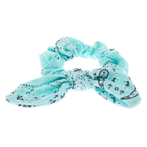 Small Bandana Knotted Bow Hair Scrunchie Mint Claires Us