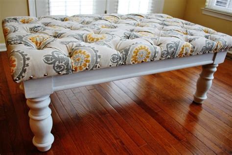 Reupholstered Diy Square Tufted Ottoman Bench With Fabric Cover And