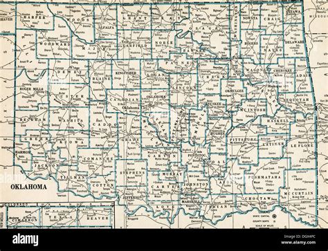 Old Map Of Oklahoma 1930s Stock Photo Alamy