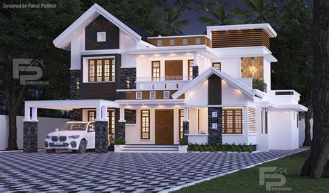 2400 Sq Ft 4bhk Contemporary Style Two Storey House And Free Plan