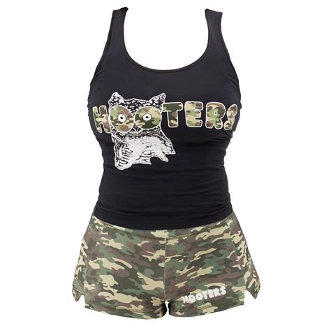 Hooters Women S Tank And Shorts Set Camouflage With Hootie The Owl Size 2xl