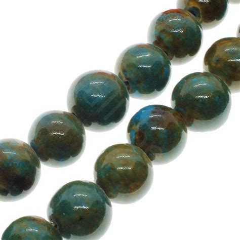 Ceramic Beads Round 15mm Turquoise Green Craft Hobby And Jewellery